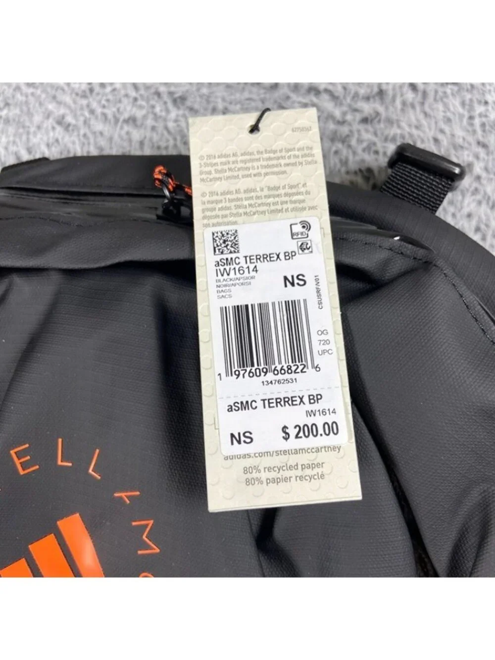 Adidas By Stella McCartney x Terrex Backpack One Size Black Orange IW1614 - Picture 7 of 7